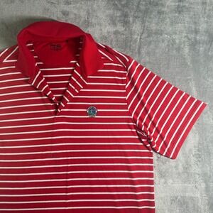 PING Performance Lakeshore Golf Course Polo Shirt Mens XL Red Striped Golfing